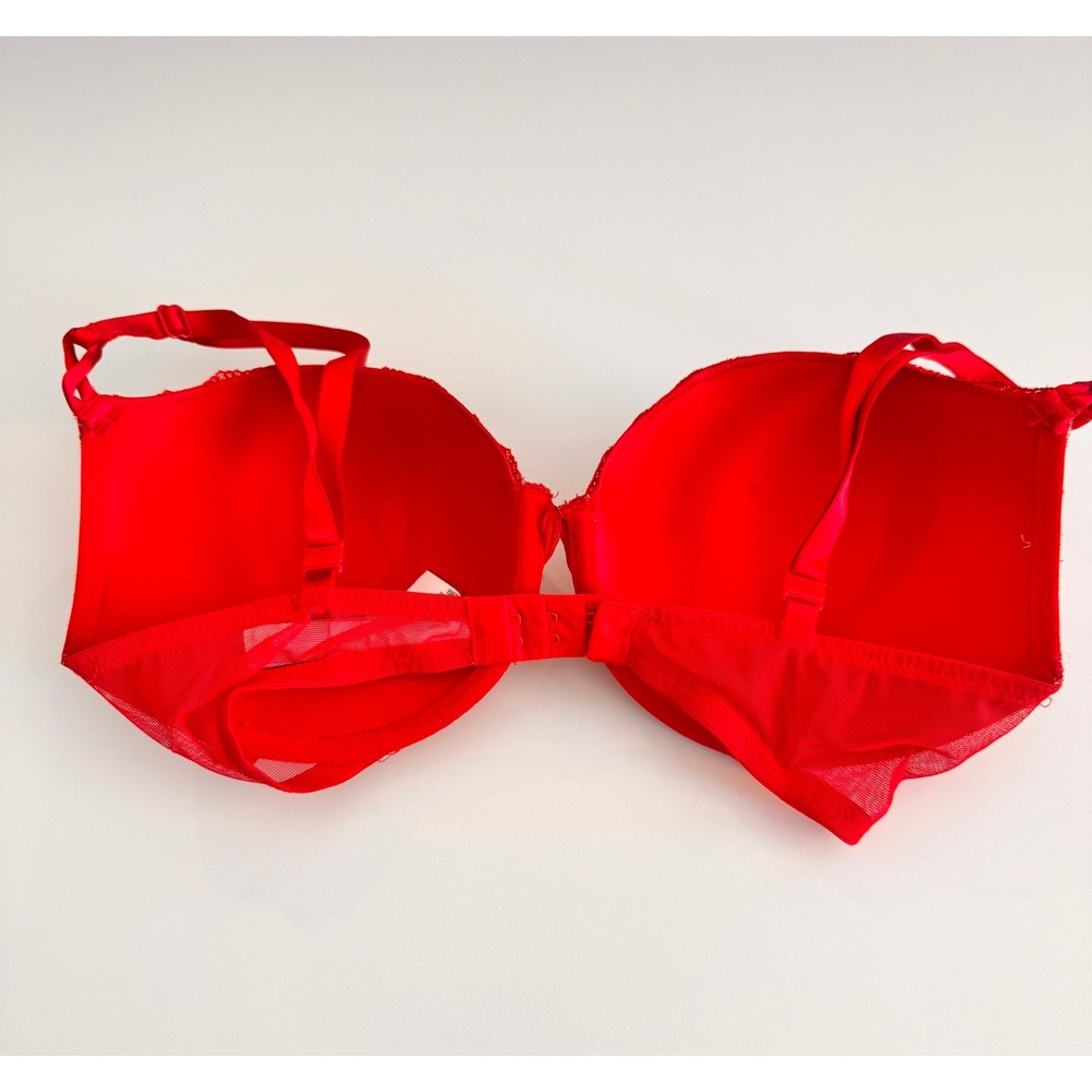 Victoria's Secret Red Gold Plaid Lace Plunge Underwire Bra 34DD - Picture 7 of 9